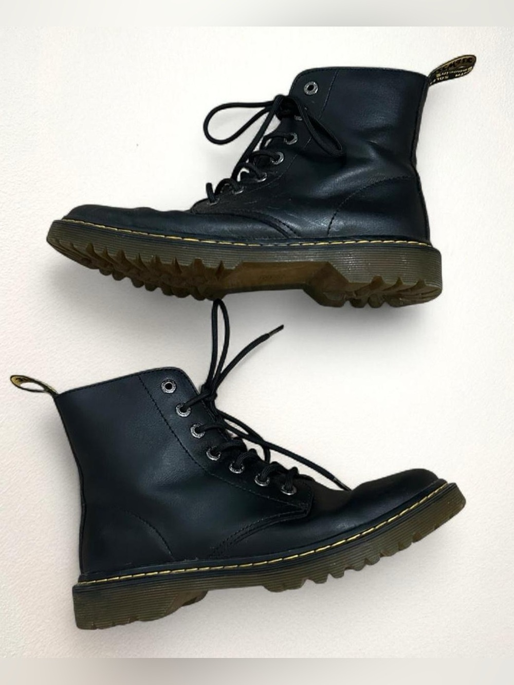 Black combat high top lace up dr. martens boots